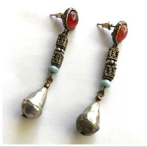 Chico’s Bronze Tone Dangle Burnt Orange Earrings